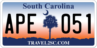 SC license plate APE051