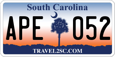SC license plate APE052
