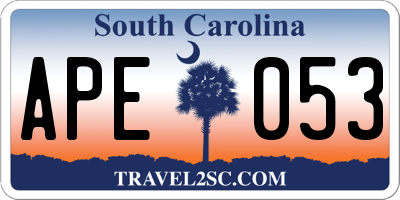 SC license plate APE053