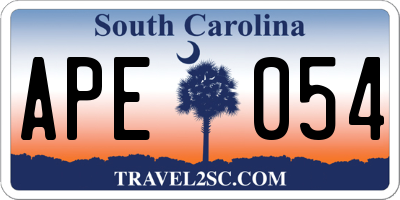 SC license plate APE054