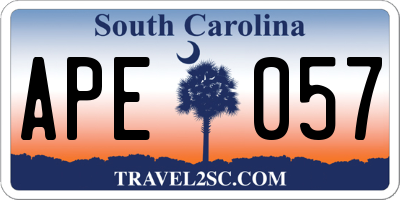 SC license plate APE057