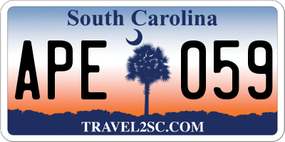 SC license plate APE059