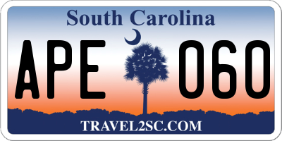 SC license plate APE060