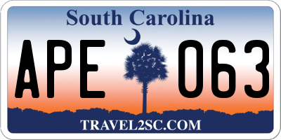 SC license plate APE063