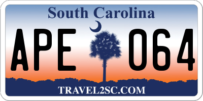 SC license plate APE064