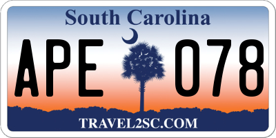 SC license plate APE078