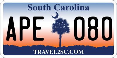 SC license plate APE080