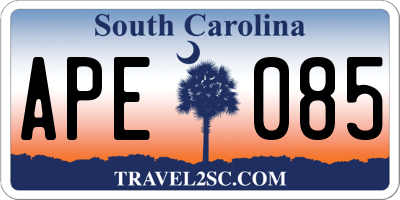SC license plate APE085