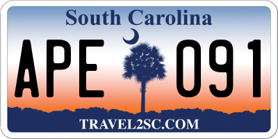 SC license plate APE091