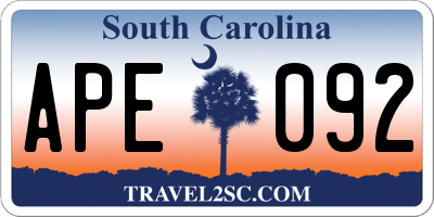 SC license plate APE092