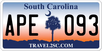 SC license plate APE093