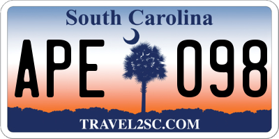 SC license plate APE098
