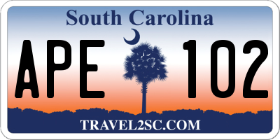 SC license plate APE102