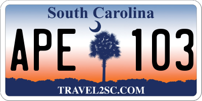 SC license plate APE103