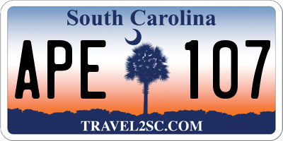 SC license plate APE107