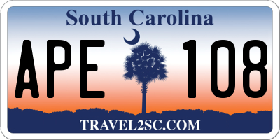 SC license plate APE108