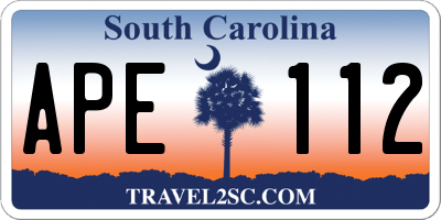 SC license plate APE112