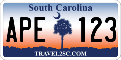 SC license plate APE123
