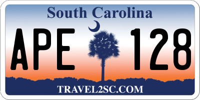 SC license plate APE128
