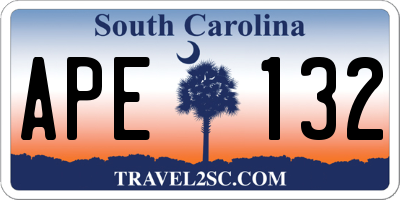 SC license plate APE132