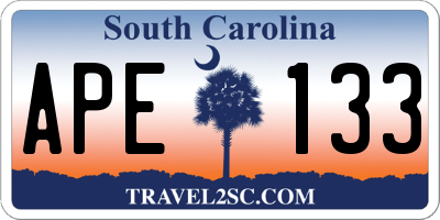 SC license plate APE133