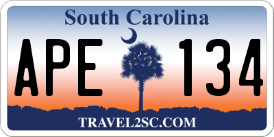 SC license plate APE134