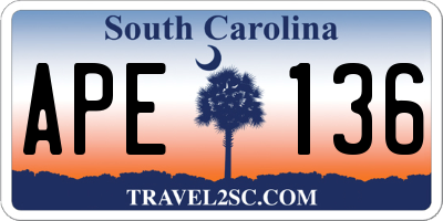 SC license plate APE136