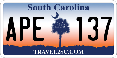 SC license plate APE137