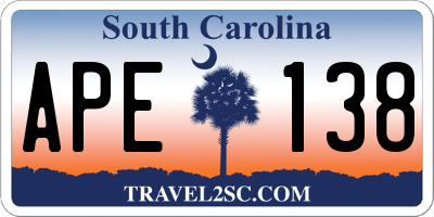 SC license plate APE138