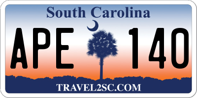 SC license plate APE140