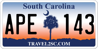 SC license plate APE143