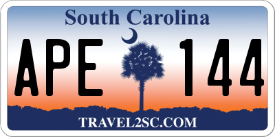 SC license plate APE144