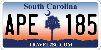 SC license plate APE185