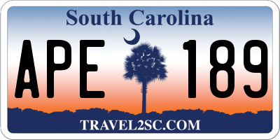 SC license plate APE189