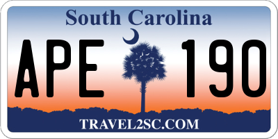 SC license plate APE190