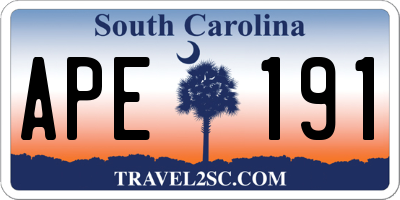 SC license plate APE191