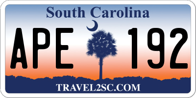 SC license plate APE192