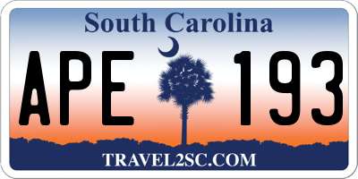 SC license plate APE193