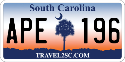 SC license plate APE196