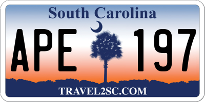 SC license plate APE197