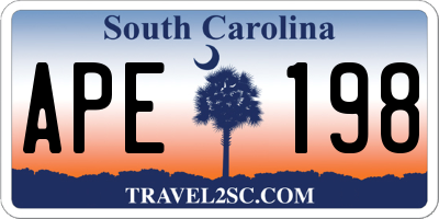 SC license plate APE198