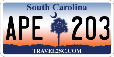 SC license plate APE203