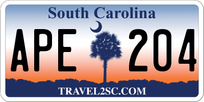 SC license plate APE204