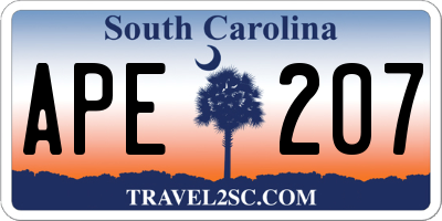 SC license plate APE207