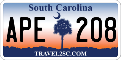 SC license plate APE208