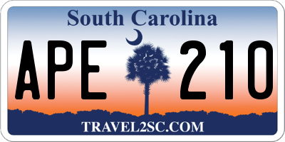 SC license plate APE210