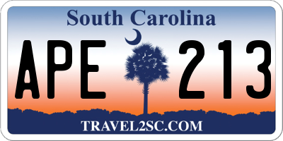 SC license plate APE213