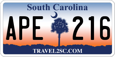 SC license plate APE216