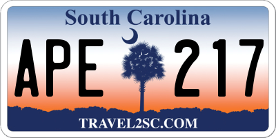 SC license plate APE217