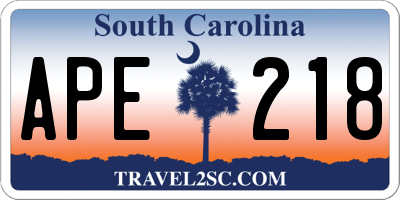 SC license plate APE218
